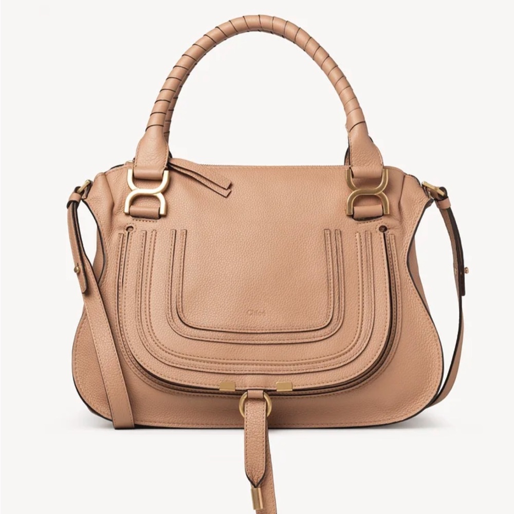 Chloe Marcy double carry bag in grained calfskin - Tan